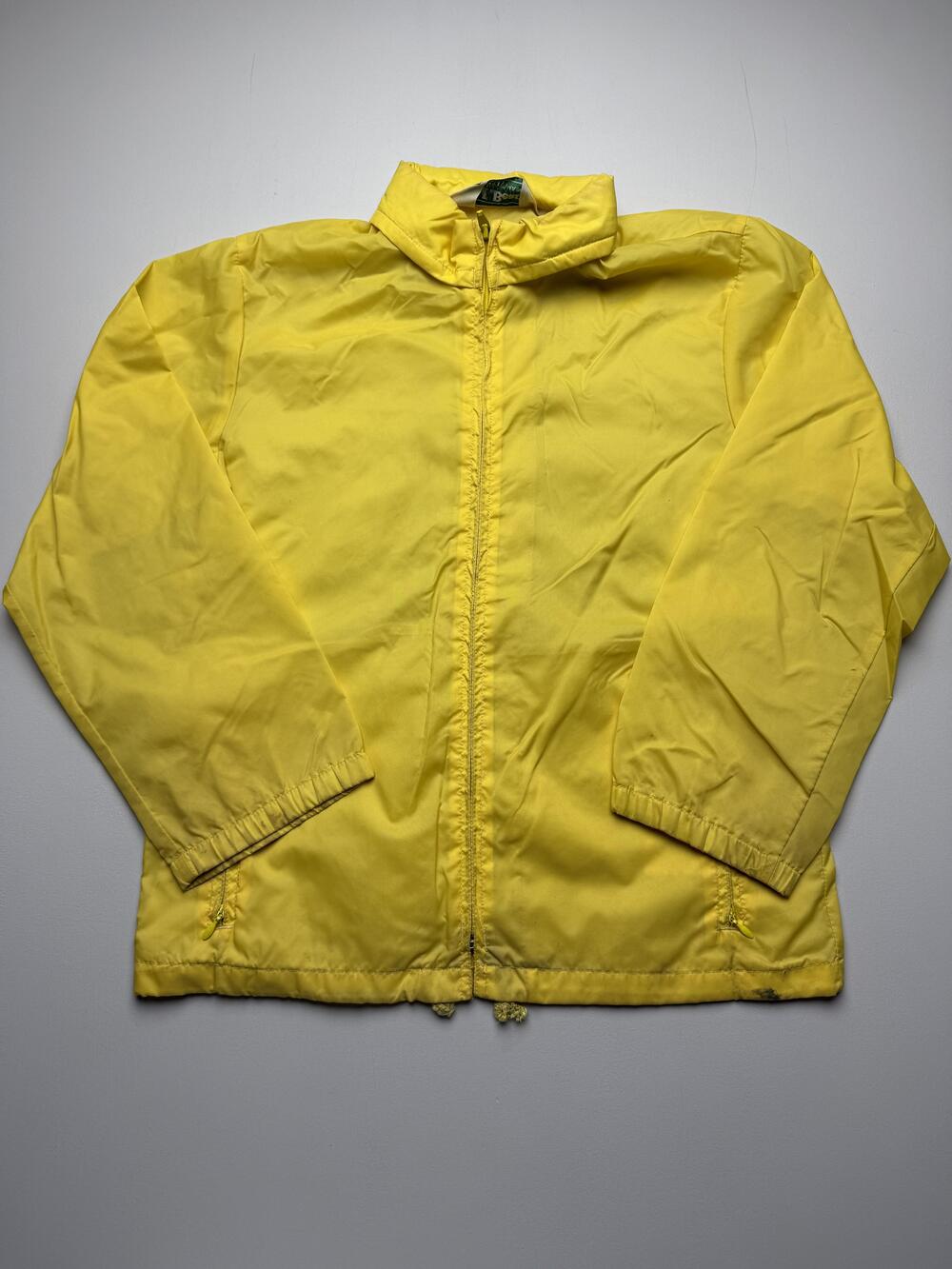 Vintage L.L. Bean Jacket Womens Small Yellow Nylon Pack It Windbreaker Full Zip